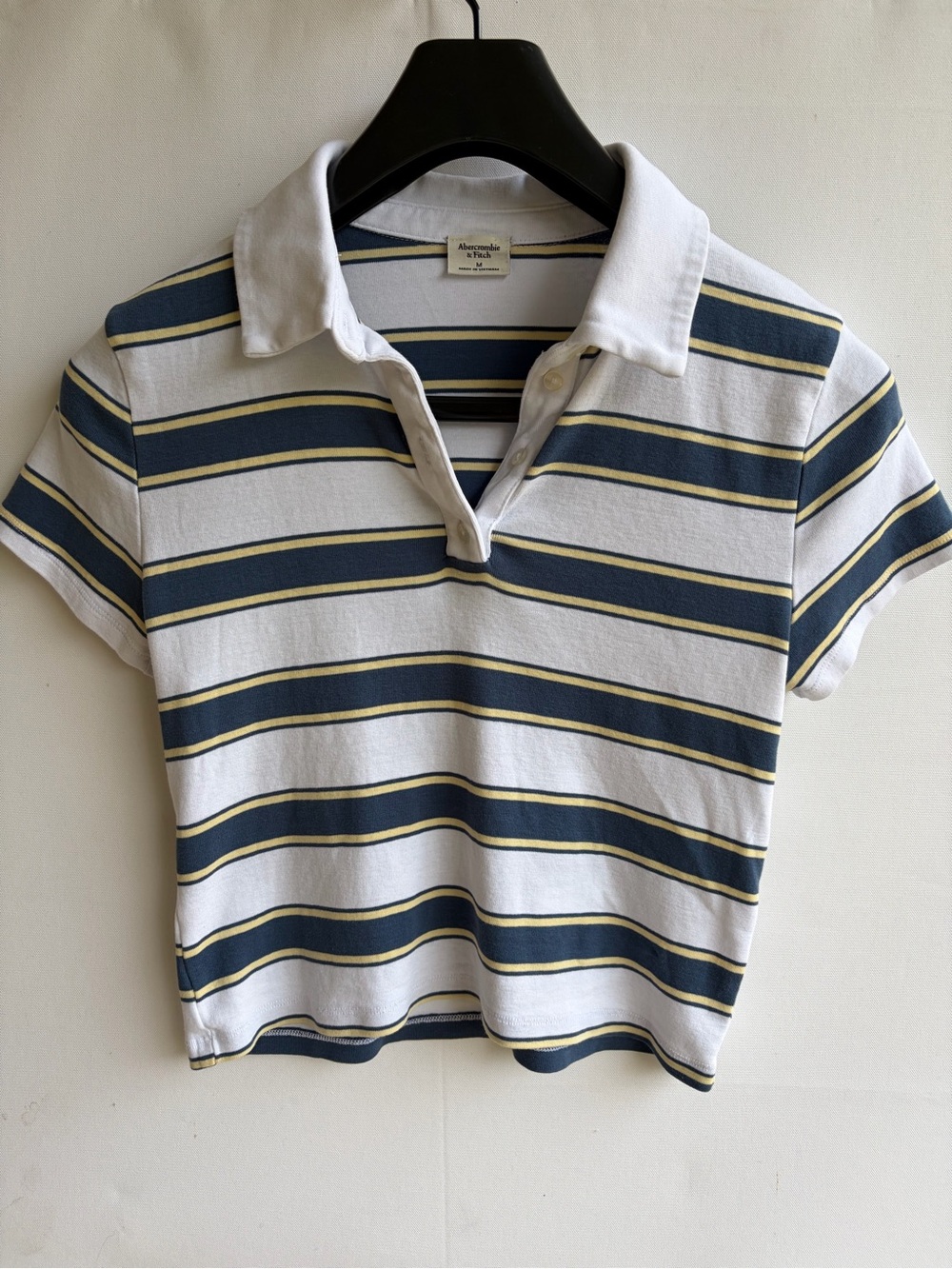 Vintage Y2K Abercrombie & Fitch Striped Cropped Polo Shirt Size M